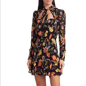Morgana Ruffle-Tiered Floral-Print Mini Dress.